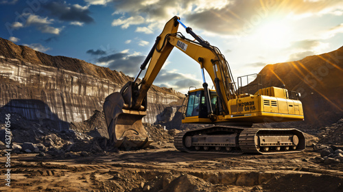 Yellow big excavator