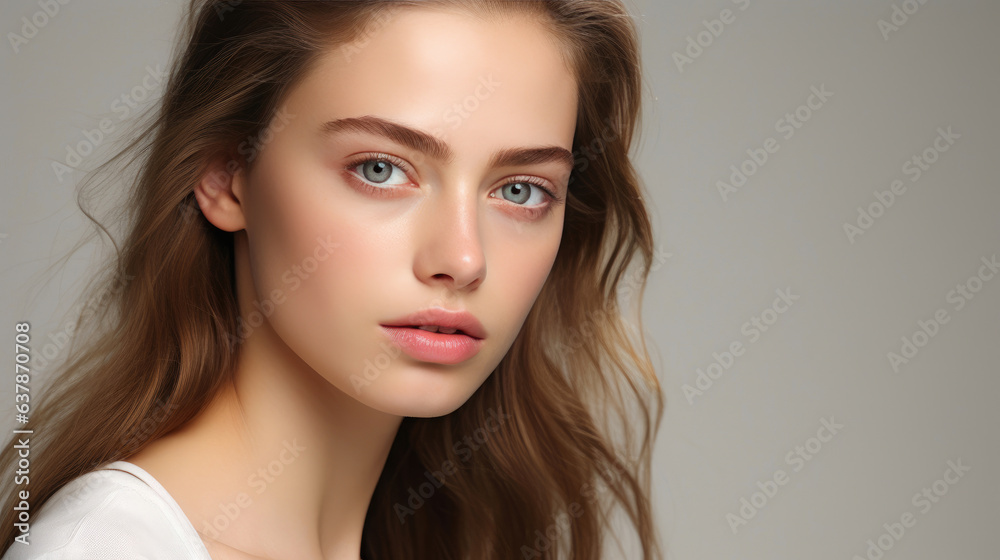Grey Elegance: Smiling Slavic Model with a Raised Brow Grey Elegance: Smiling Slavic Model with a Raised Brow