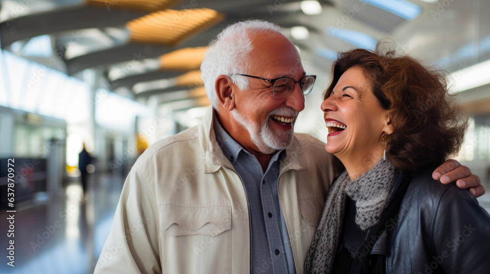 Aged Latin Duo Delighted and Grinning Amidst Travel Aged Latin Duo Delighted and Grinning Amidst Travel