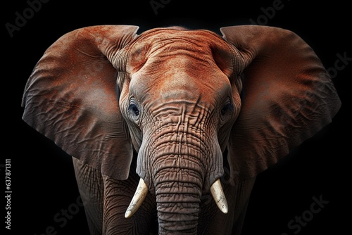 elephant portrait on black background