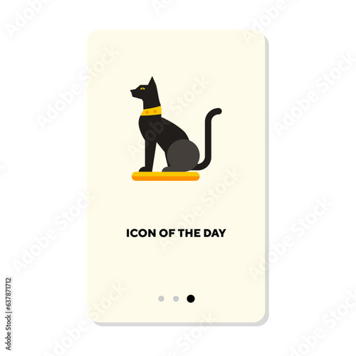 Black Egyptian cat on white background. Breed, tomcat cartoon illustration. Pets, animals, religion concept. Vector illustration symbol elements for web design and apps