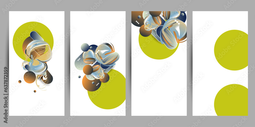 New squircles trendy yar Set geometric colors Abstract 3D eps 10. Flowing and liquid abstract gradient background Risoprint. vector design