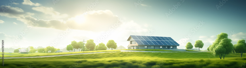 smart farm with renewable energy or green power.solar panel technology.net zero or eco friendly concepts.global warming and environment social governance