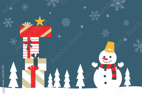 雪だるまのクリスマスカード