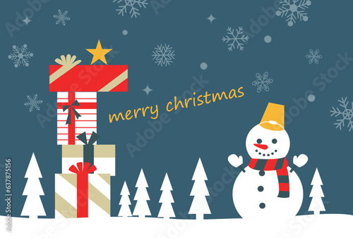 雪だるまのクリスマスカード