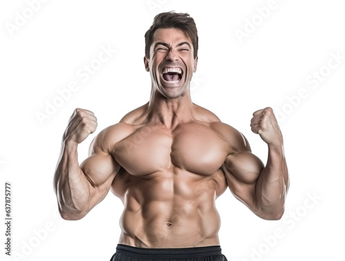 Happy bodybuilder portrait, cut out