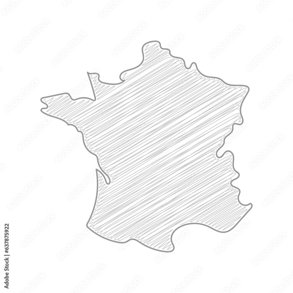 France Map Drawing, Pencil Sketch