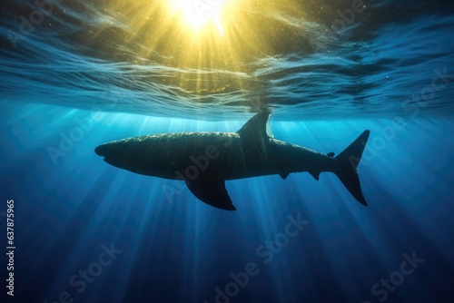 great white shark silhouette against sunlit ocean surface © Alfazet Chronicles