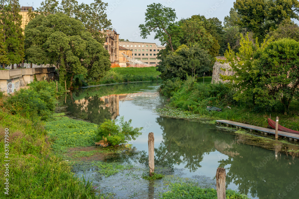 padua river from the bridge during a sunny august day padua river from the bridge during a sunny august day