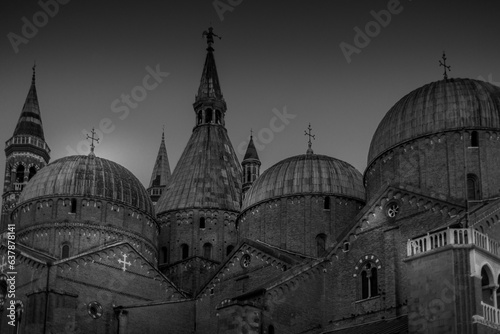 basilica of Sant'Antonio da Padova in black and white