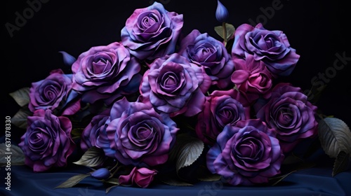 Vintage classic deep violet rose bouquet. AI generative. © vadymstock
