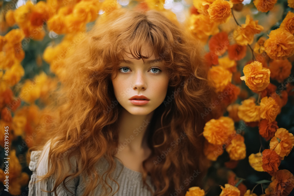 Close up portrait of beautiful young woman in autumn park. Feminine fall season boho fashion. Natural beauty concept. Close up portrait of beautiful young woman in autumn park. Feminine fall season boho fashion. Natural beauty concept.