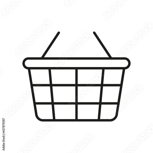 Shopping Basket Line Icon. Supermarket, Grocery Store Linear Pictogram. Food Purchase, Retail Sale. Shop Bag Outline Symbol. E Commerce Sign. Editable Stroke. Isolated Vector Illustration