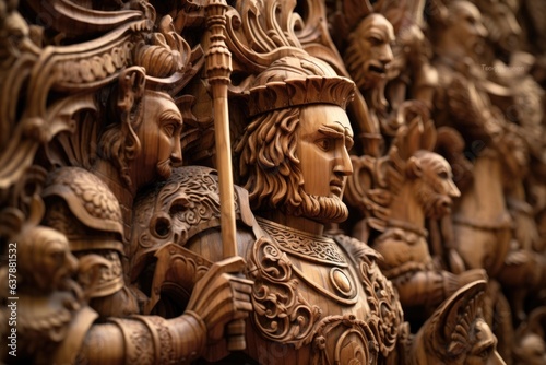 macro shot of a knights intricate carving detail