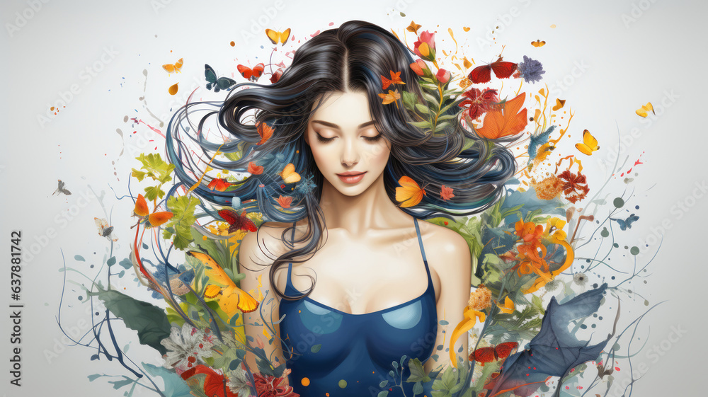 Fototapeta premium Wellness in mind and body illustration. .