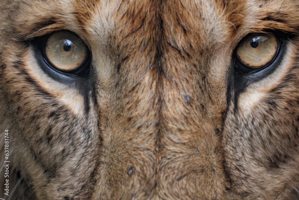 close-up of a lions fierce eyes, capturing the intensity of the performance