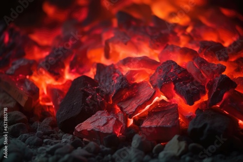 close-up of glowing hot coals for firewalking photo