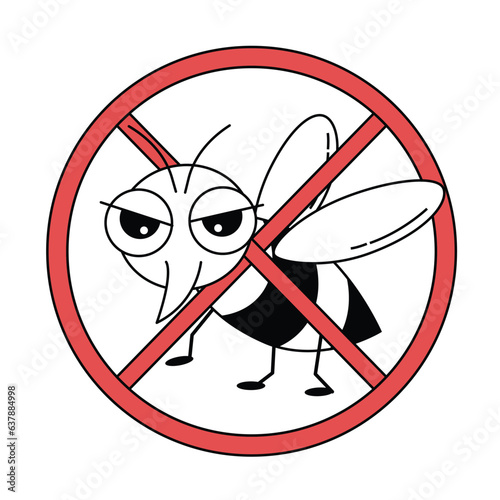 Anti mosquito bite, stop parasite insect sucking blood  vector illustration.