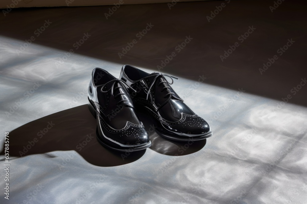 polished shoes with dramatic shadow effects