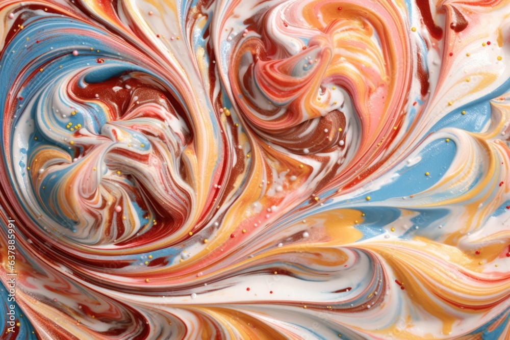 close-up of swirls and layers in scooped ice cream