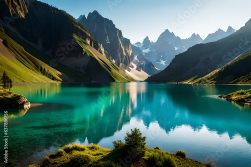 lake and mountains