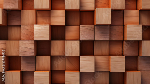 Wooden cubes pattern background 3d illustration square © UsamaR
