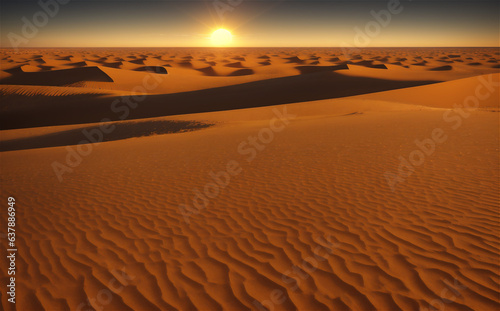 Sunset panorama of sand desert picturesque landscape