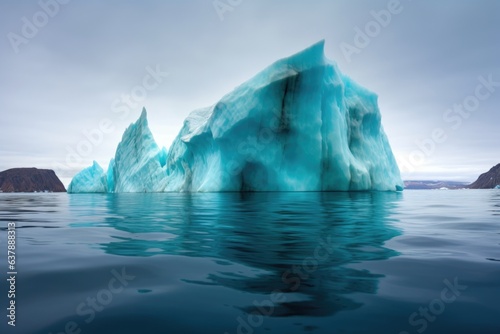 turquoise water surrounding calving iceberg