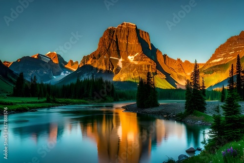 sunset in the mountains generated by AI tool © Sundas