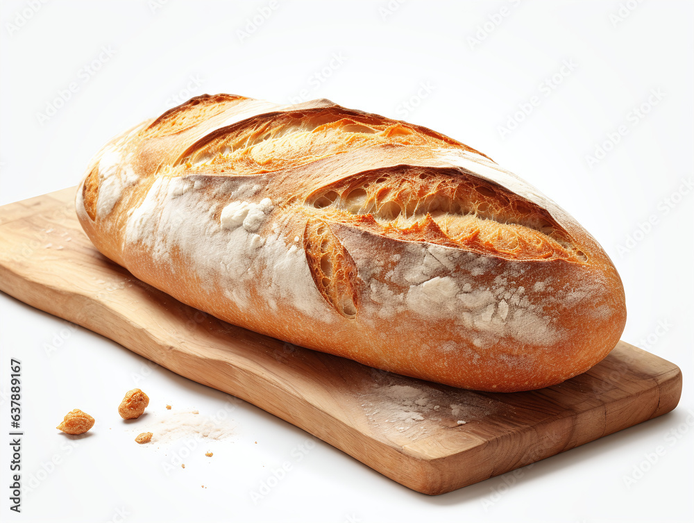Baguette bread isolated on white background, png