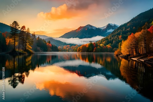 lake in the mountains autumn session generated by AI tool