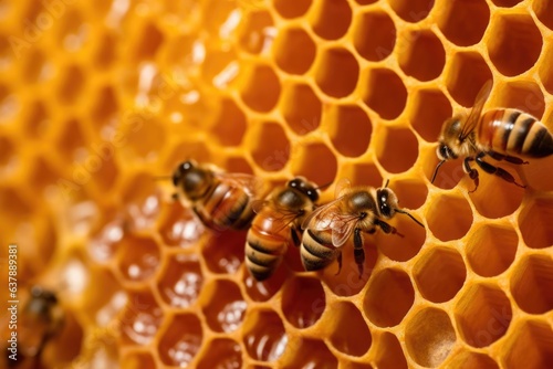 detailed view of beeswax structure in hive