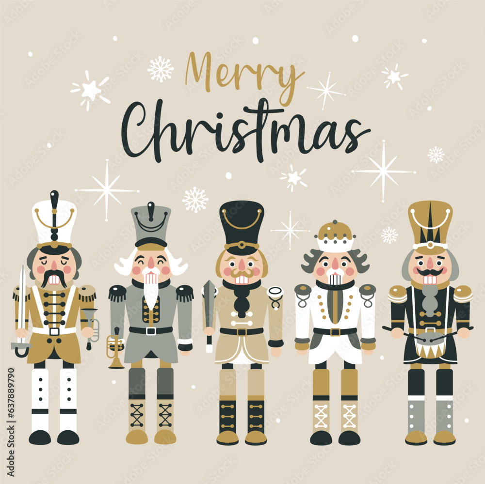 Naklejka premium Christmas Nutcrackers Vector Illustration on Light Background