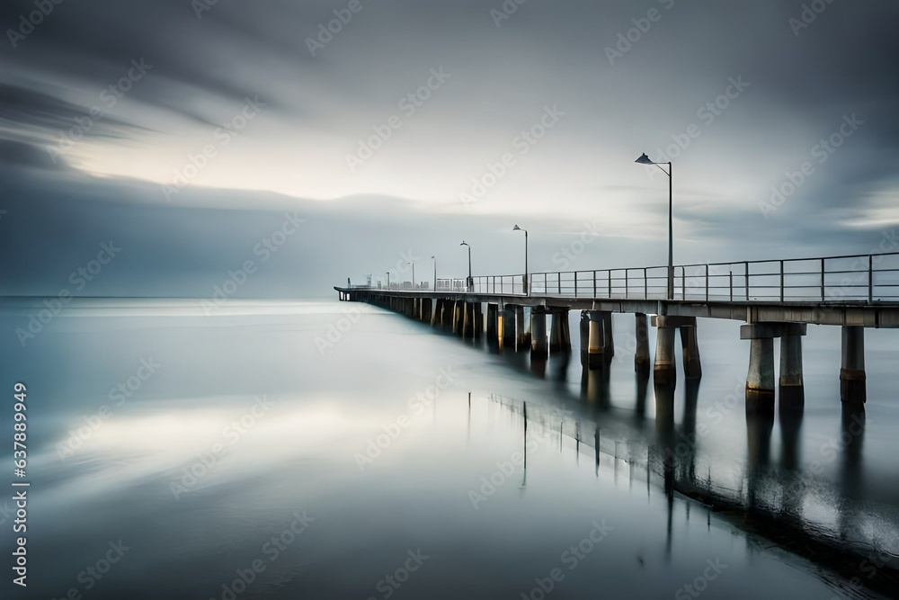 Obraz premium bridge oyer the lake generated by AI tool