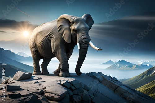 elephant in the mountain generated by AI tool