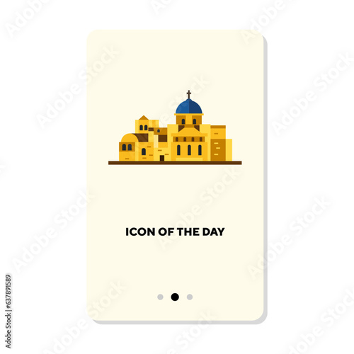 Church of Holy Sepulchre flat icon. Holy construction isolated vector sign. Sightseeing and tourism concept. Vector illustration symbols or elements for web design and apps