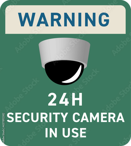 防犯カメラ動作中のステッカー・ポスターテンプレートデザイン