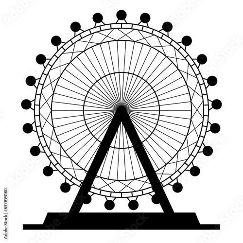 Ferris Wheel Vector Icon Silhouette Transparent Background