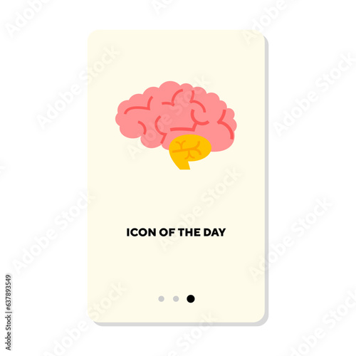 Brain vector icon. Pituitary gland, hemisphere, cerebellum isolated. Brainwork, new idea, anatomy concept. Vector illustration symbol elements for web