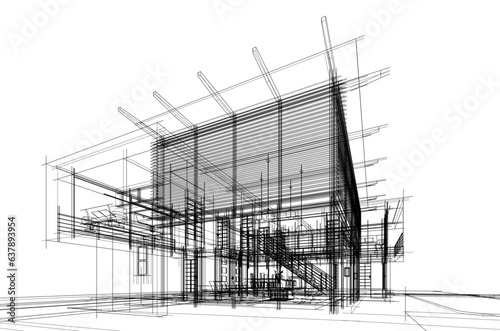 Modern house architectural drawing