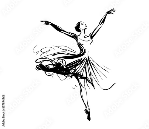 Fotografia Beautiful ballerina flat vector set illustration