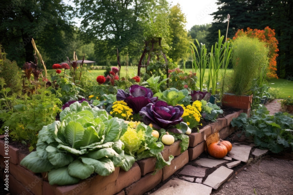 vegetable garden with a variety of plants