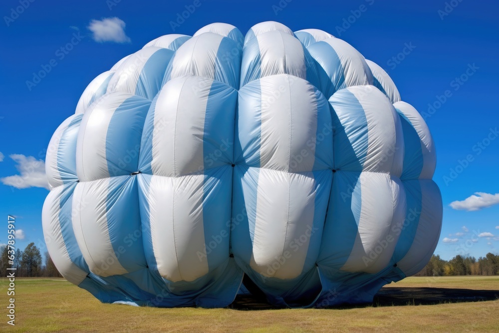 Obraz premium parachute canopy fully inflated against blue sky