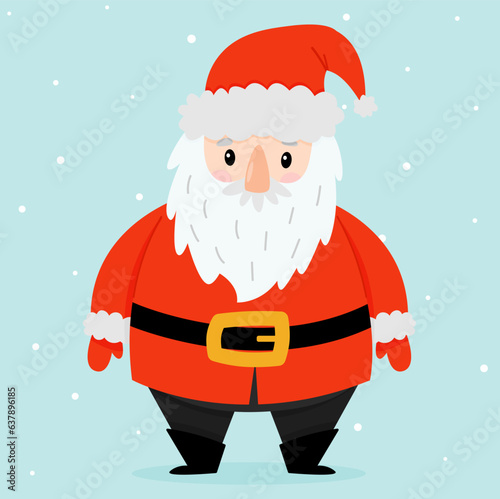 Santa Claus in cartoon style on a blue background