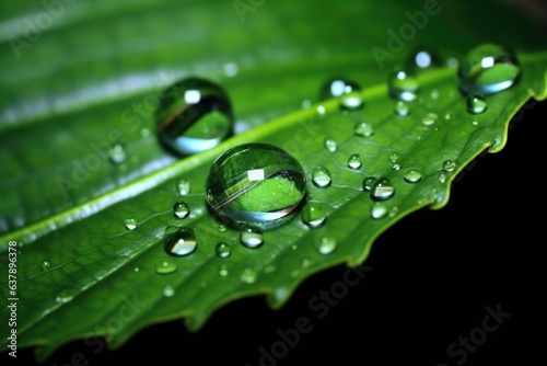a drop of water on a leaf, emphasizing the role of water in photosynthesis