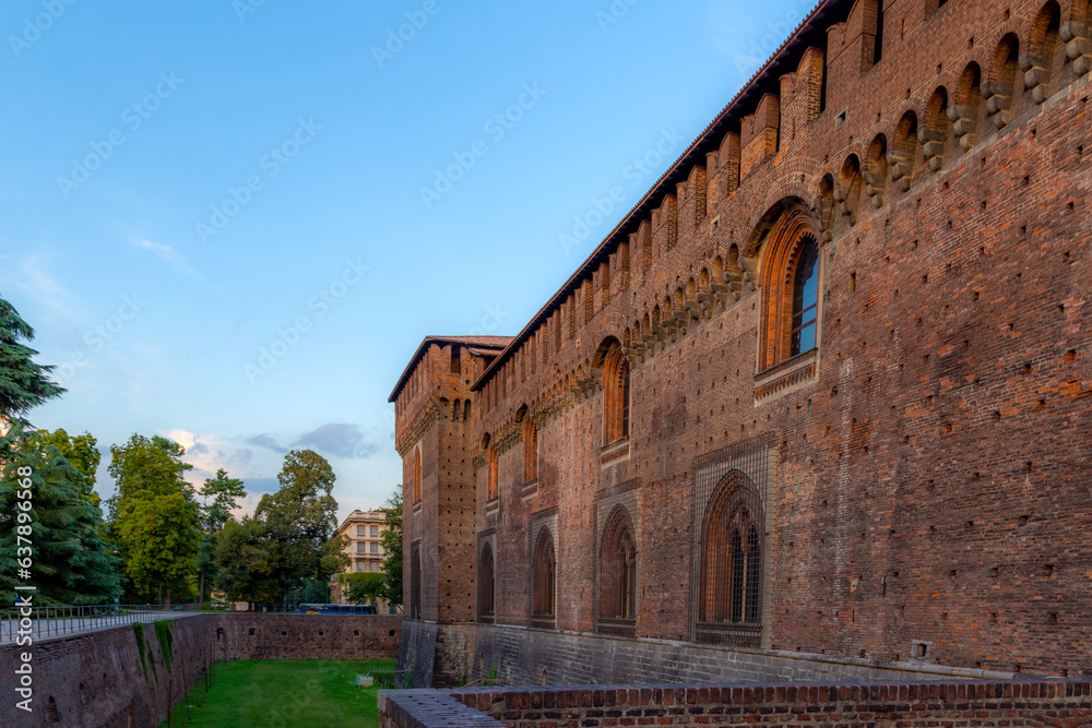 beautiful castle in Milan, The Castello Sforzesco is a medieval fortification located in Milan, Northern Italy.