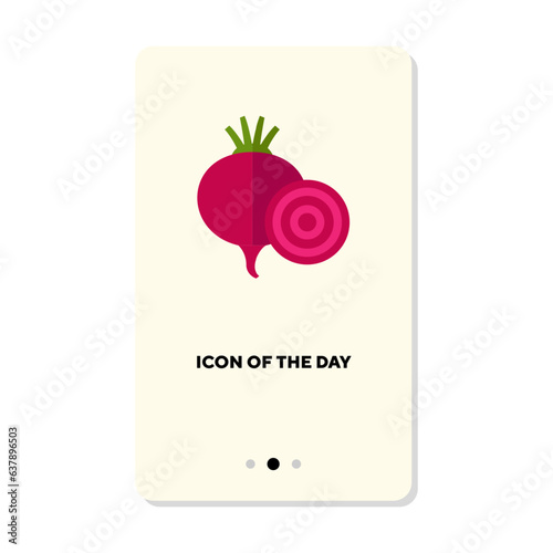 Beetroot flat icon. Meal, fresh beets isolated vector sign. Gardening and farming concept. Vector illustration symbol elements for web design and apps