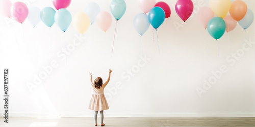 A child playing with balloons at a Birthday Party. Generative AI