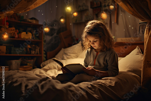 A child reading a book.  
