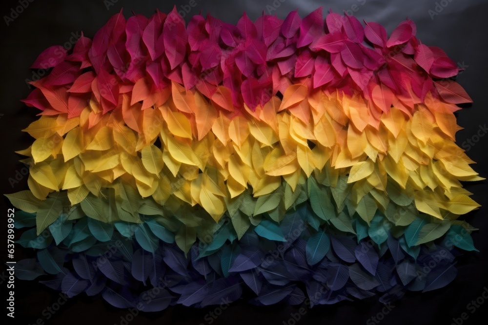 fallen leaves arranged in a gradient color spectrum